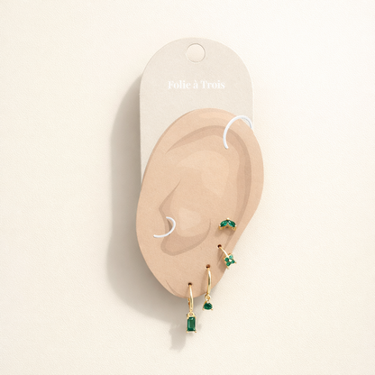 Oorbellenset Jade goud-groen