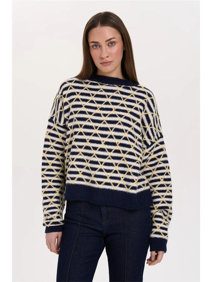 Gilet strepen geel-blauw