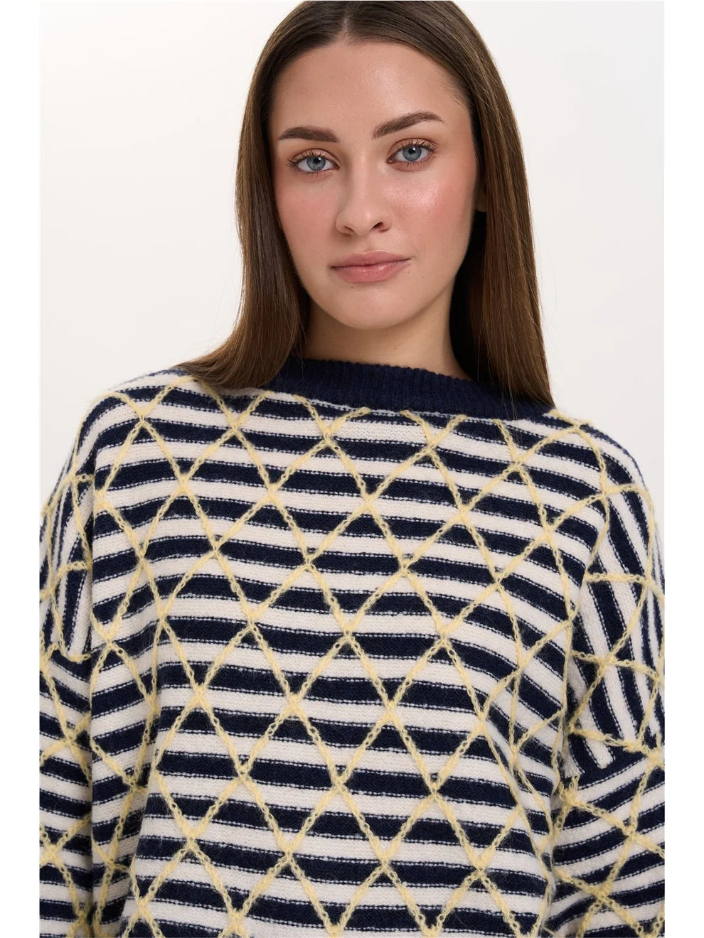 Gilet strepen geel-blauw