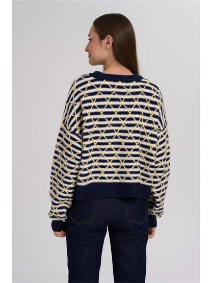 Gilet strepen geel-blauw