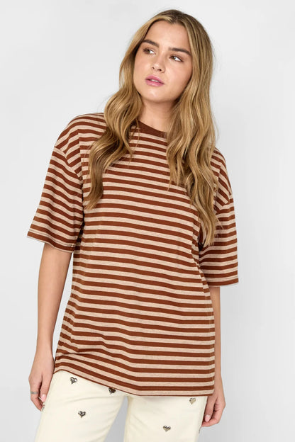 T-shirt streepjes bruin
