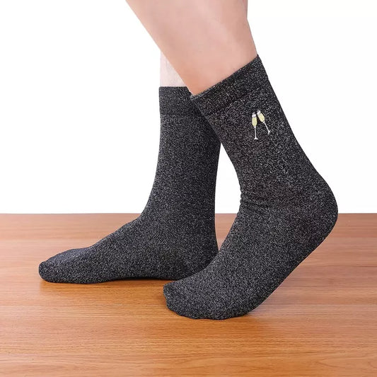 Glittersokken champagne