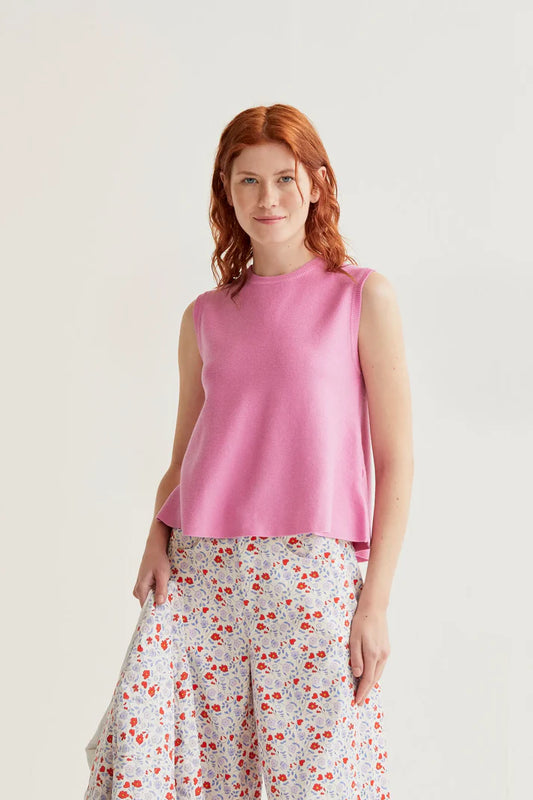 Roze gebreide top