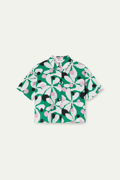 Groene blouse met bloemen