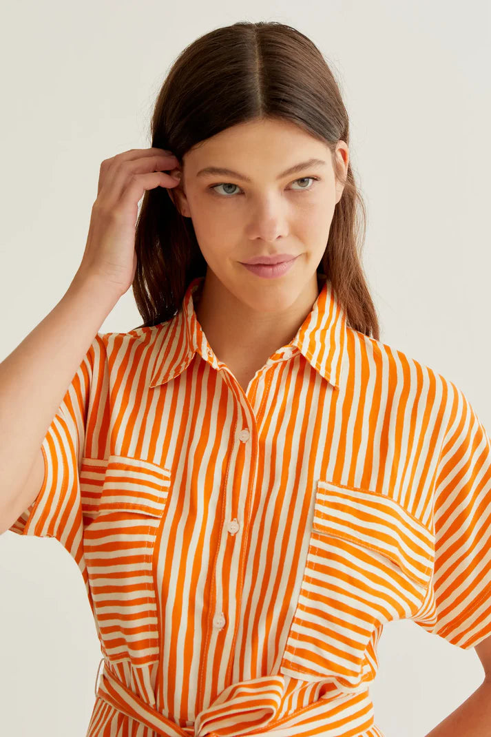 Gestreept kleed oranje