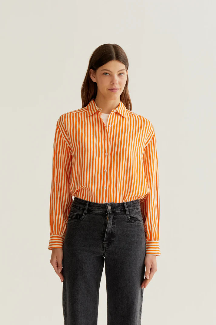 Blouse oranje strepen