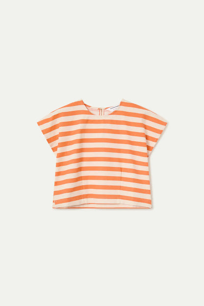 Gestreepte blouse oranje
