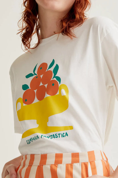 T-shirt mand met appelsienen