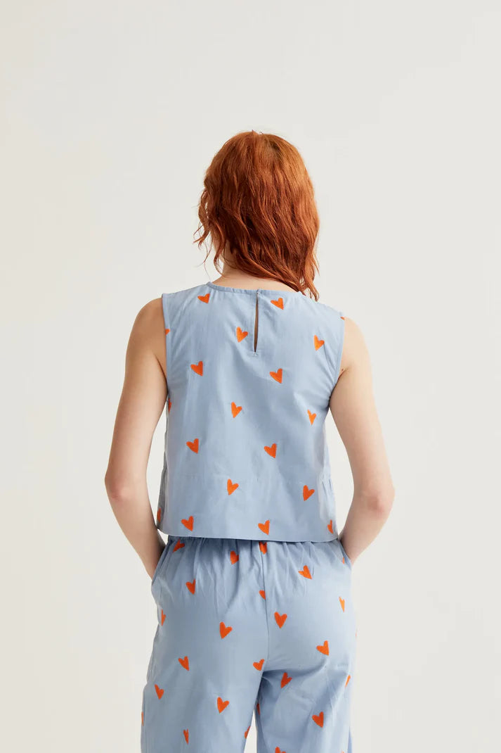 Lichtblauw topje hartjes