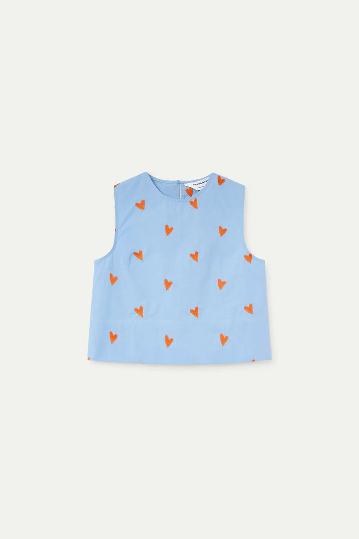 Lichtblauw topje hartjes