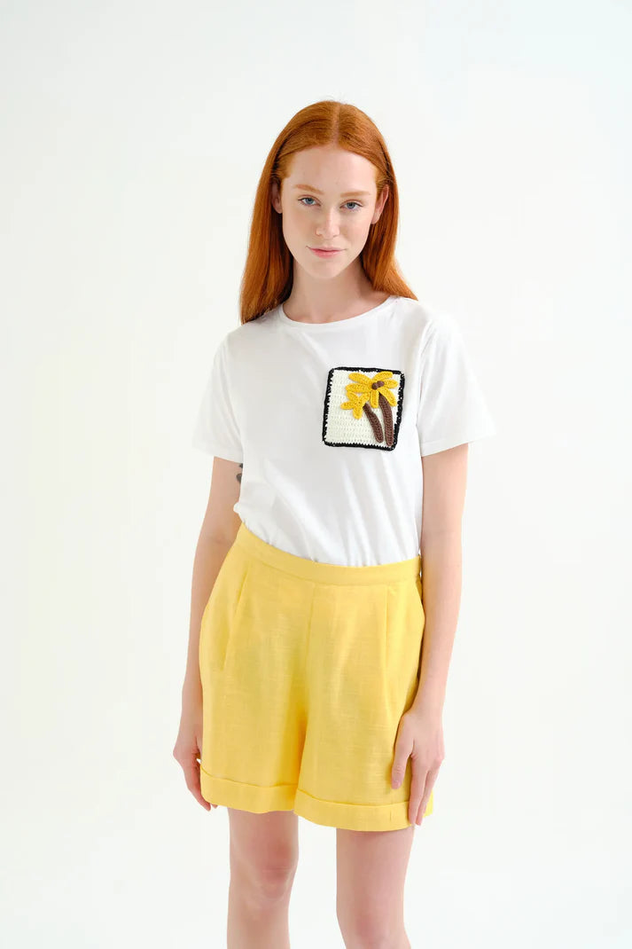 Wit T-shirt gehaakt zakje