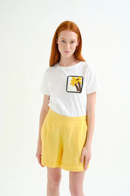 Wit T-shirt gehaakt zakje