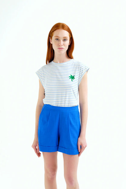 Lichtblauw T-shirt palmboom
