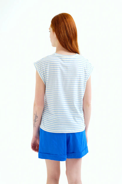 Lichtblauw T-shirt palmboom