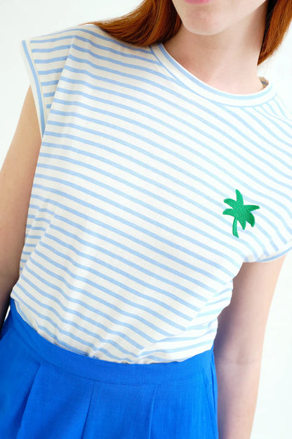 Lichtblauw T-shirt palmboom