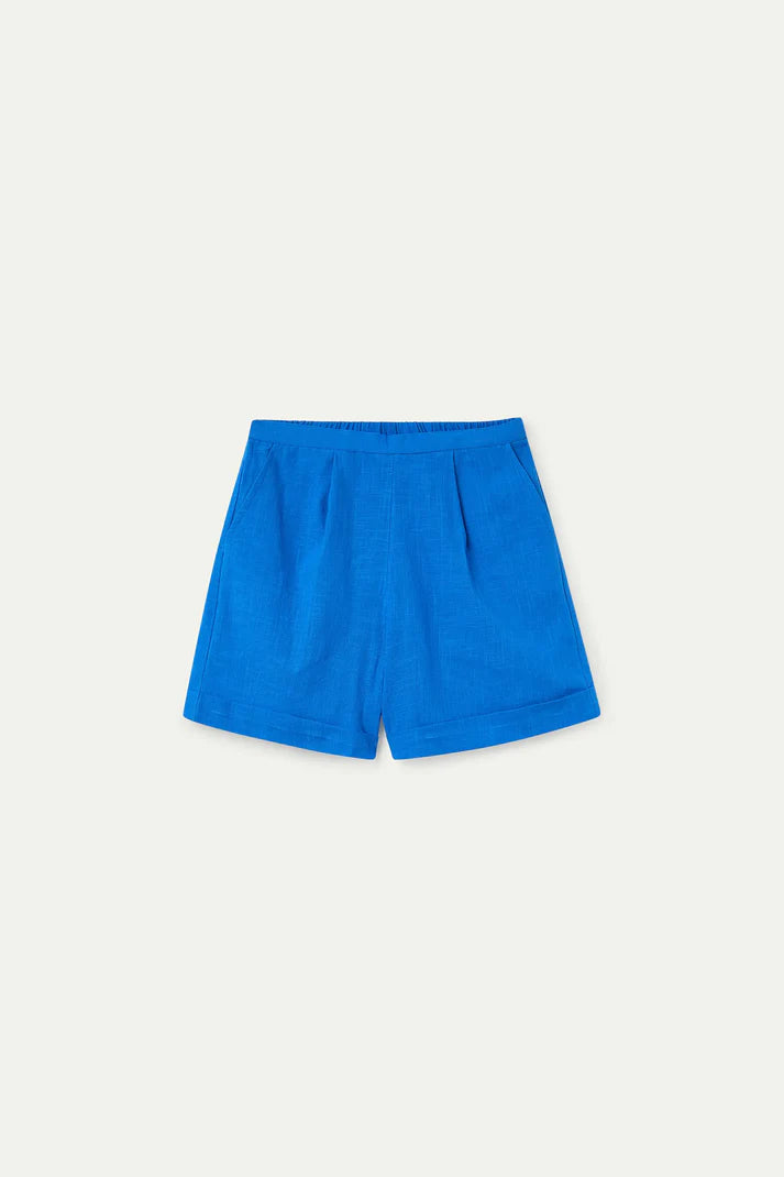 Blauwe linnen short