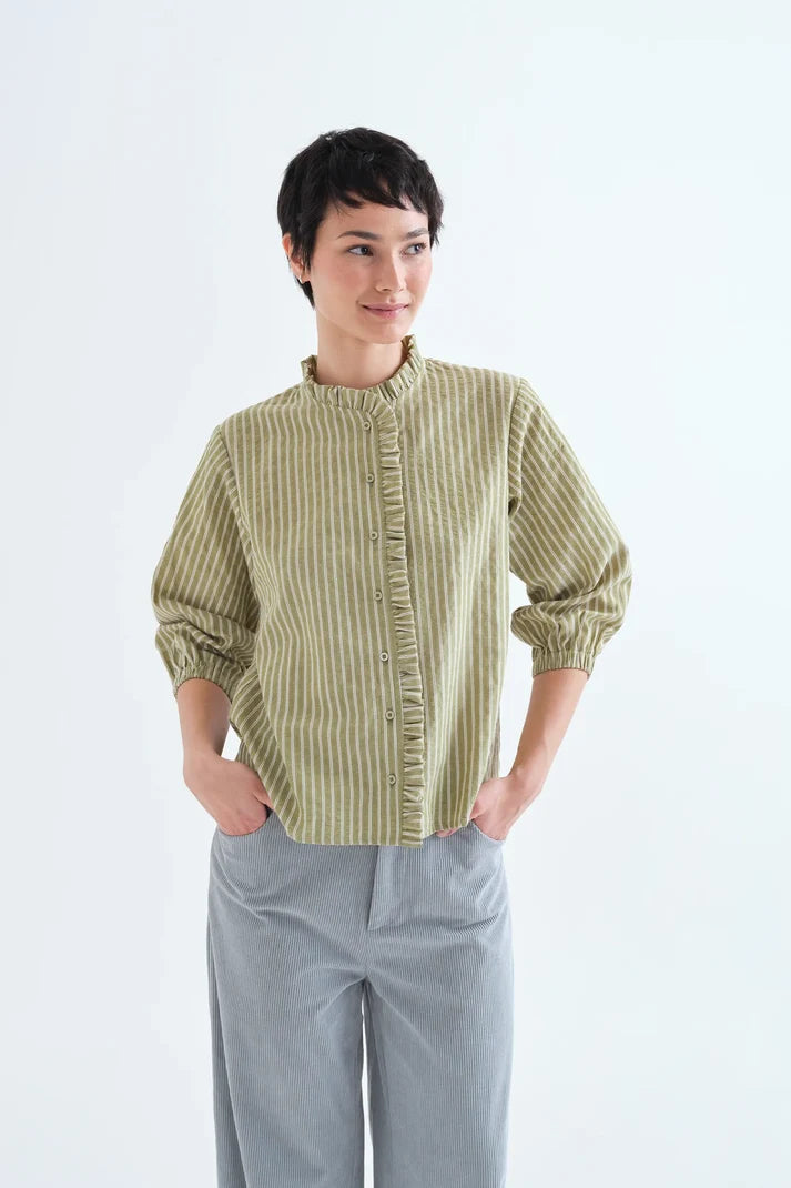 Gestreepte blouse groen