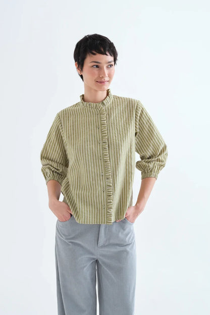 Gestreepte blouse groen