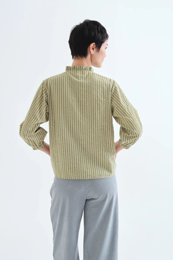 Gestreepte blouse groen