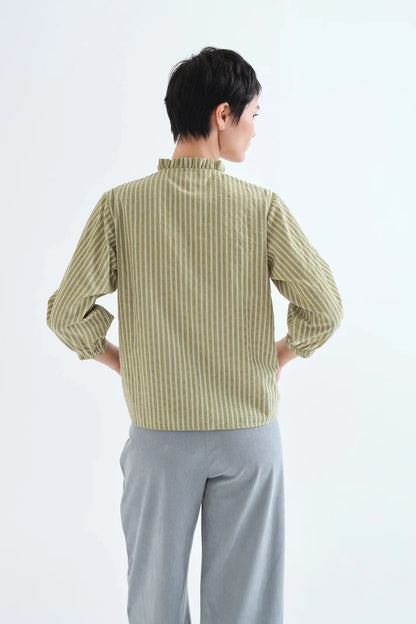 Gestreepte blouse groen