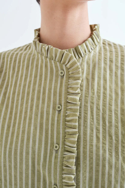 Gestreepte blouse groen