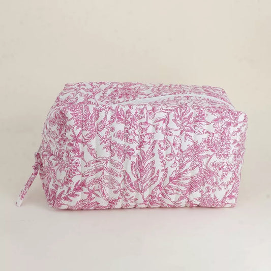 Toiletzak bloemetjes roze
