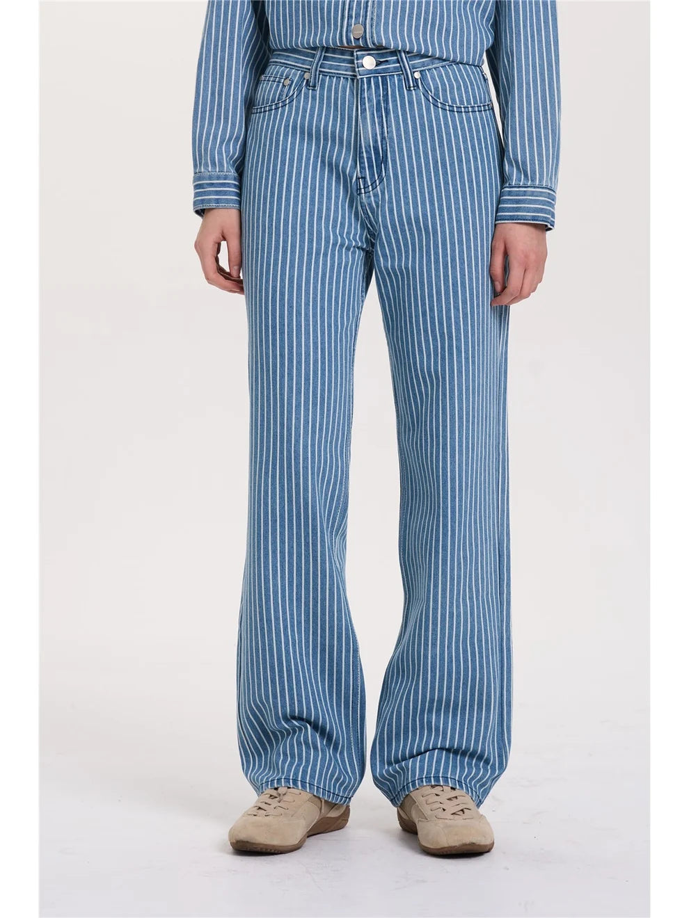 Gestreept jeansbroek