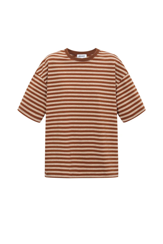T-shirt streepjes bruin