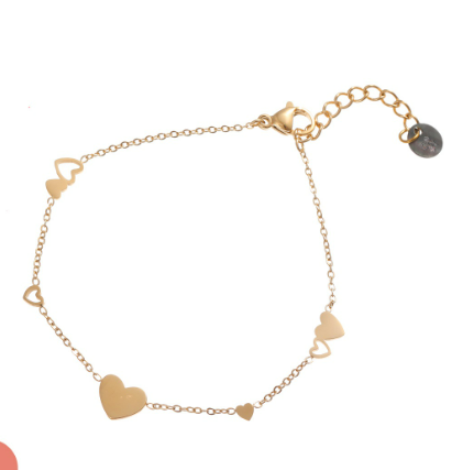 Armbandje Flat Hearts goud