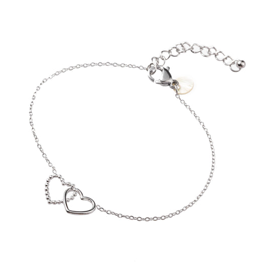 Armbandje Double Heart zilver