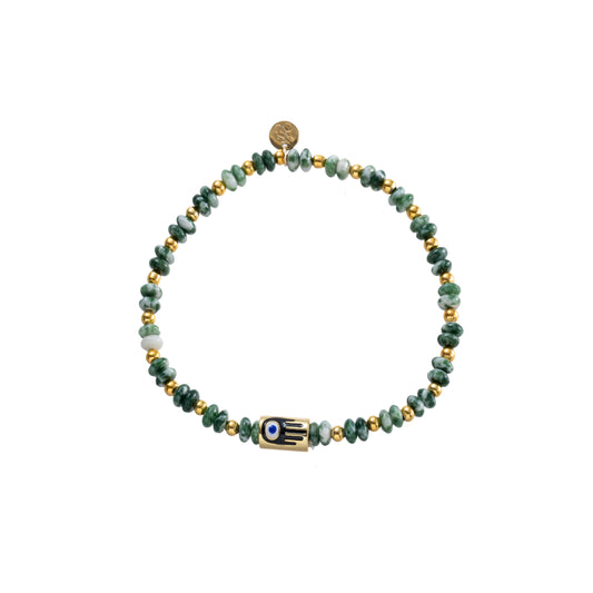 Armbandje beaded hand - green