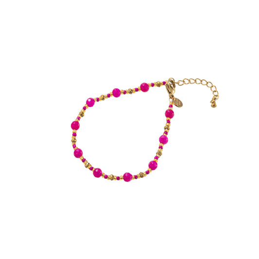 Armbandje pareltjes fuchsia