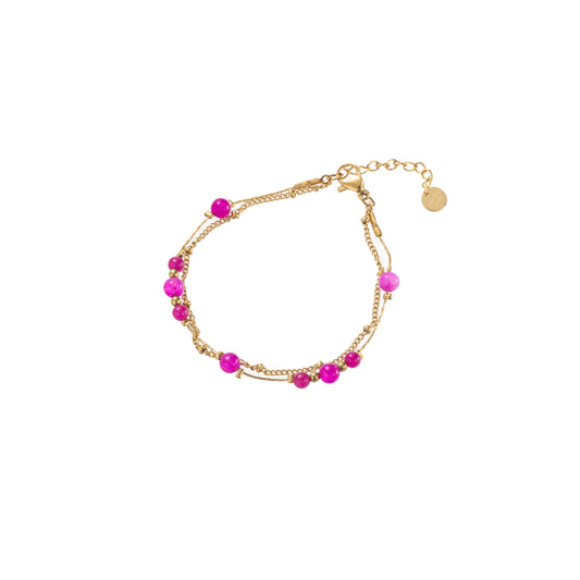 Armbandje roze pareltjes