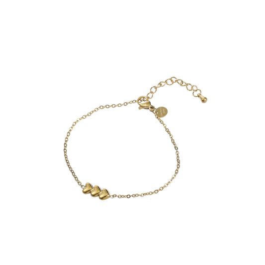 Armbandje Triple hearts goud