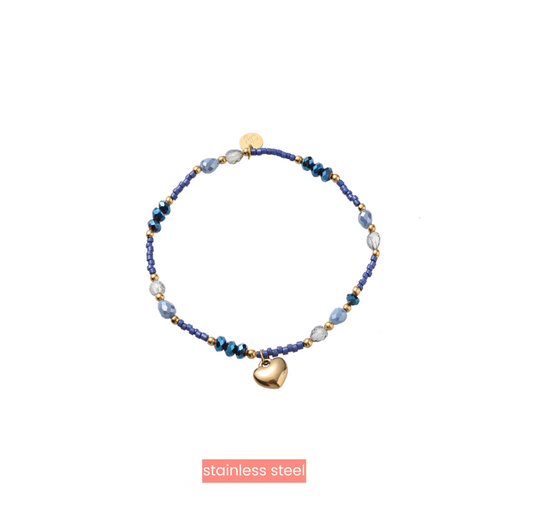 Armbandje Elastic Hearts blauw