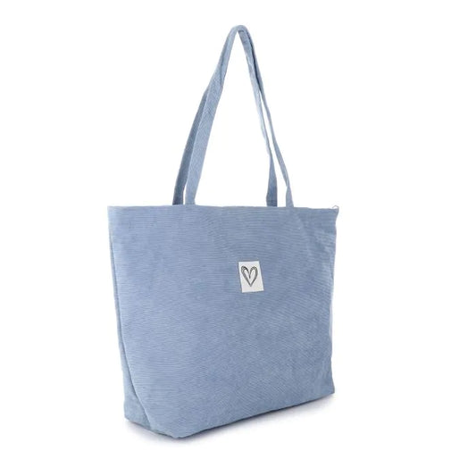 Ribfluwelen tas blauw