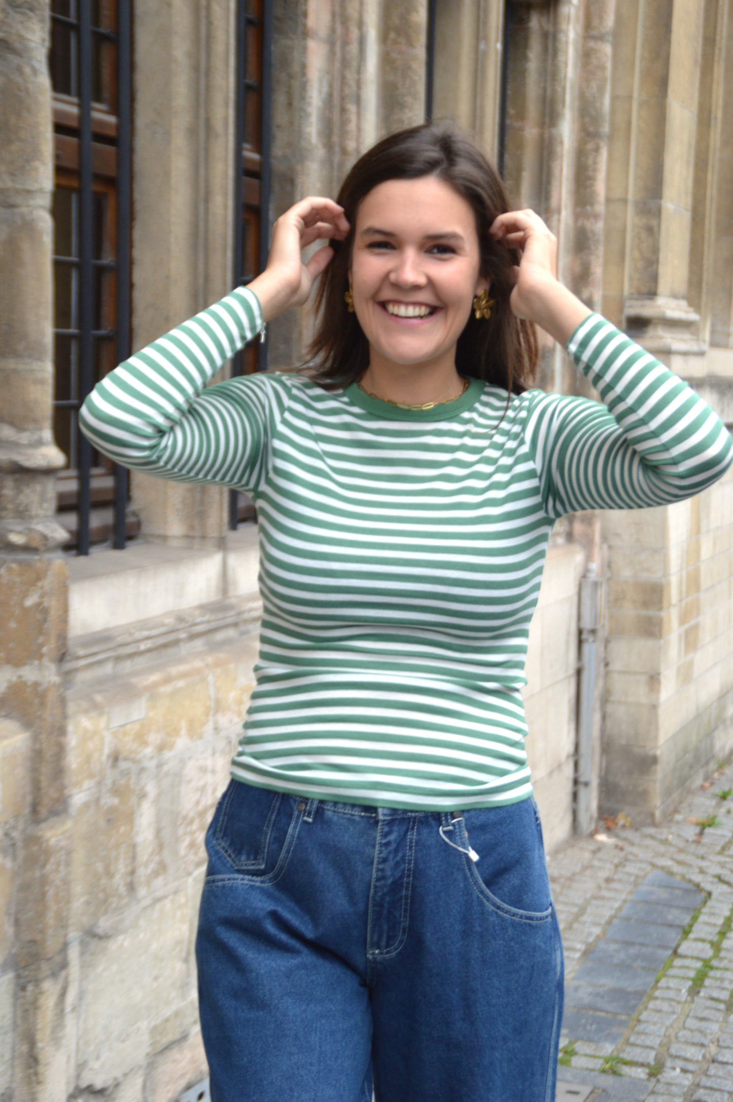 Gestreept truitje groen