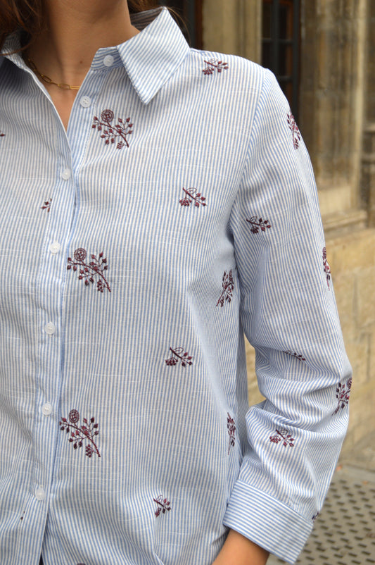 Gestreepte blouse bloemetjes