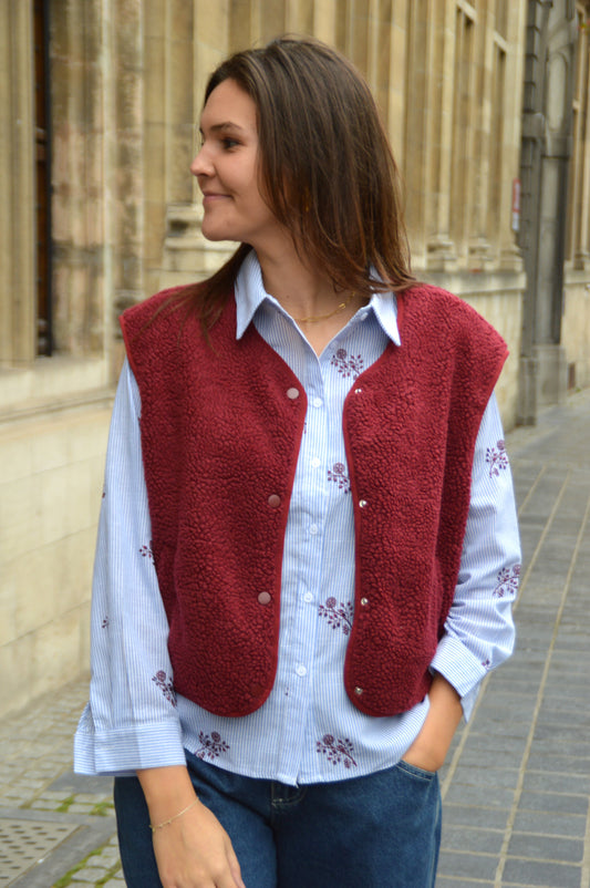 Teddy vestje bordeaux
