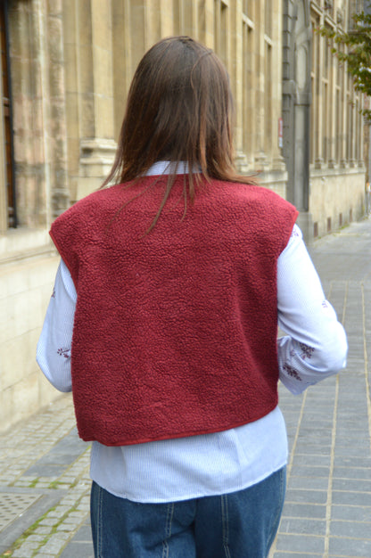 Teddy vestje bordeaux