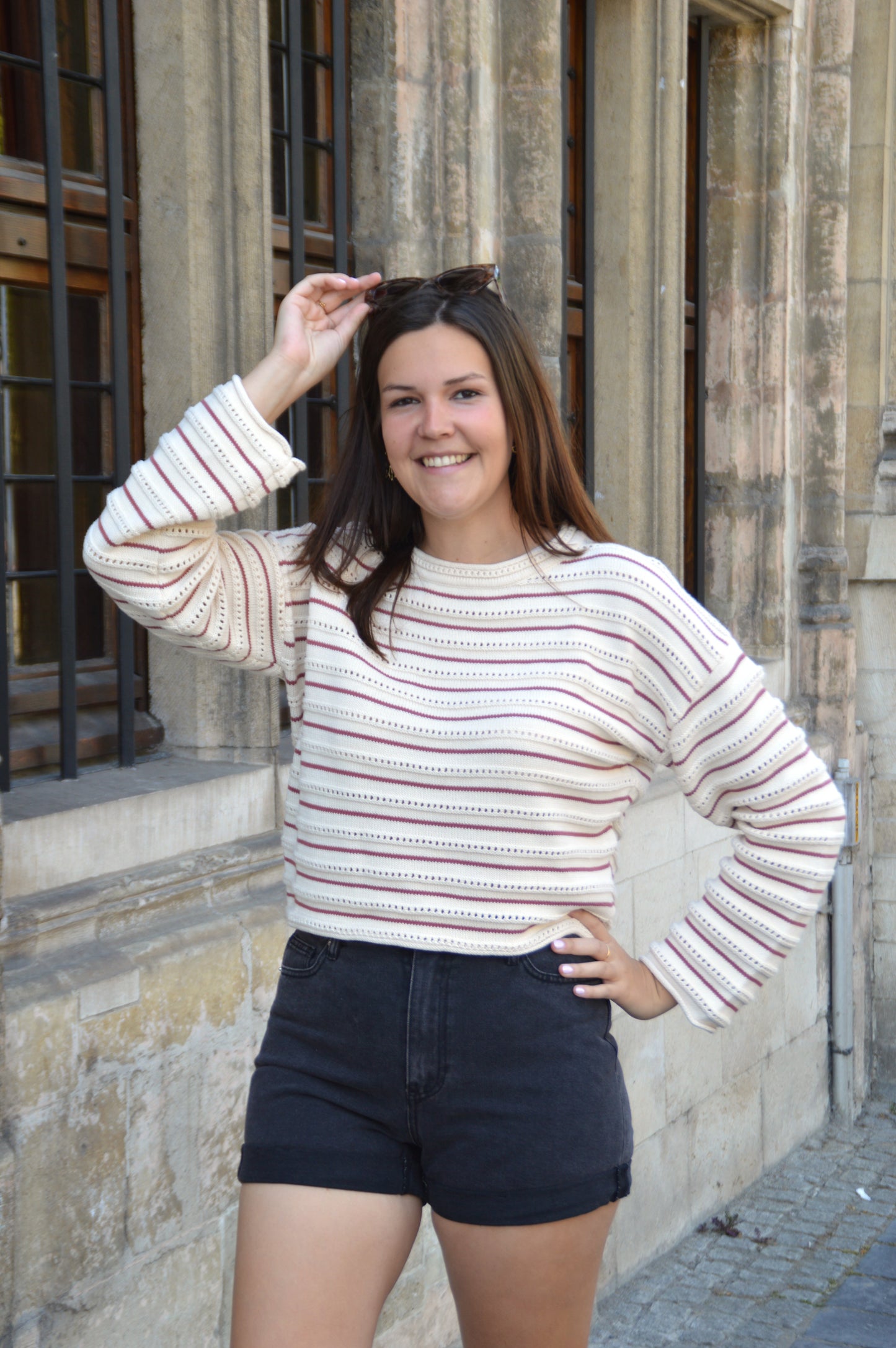 Gestreept truitje oudroze