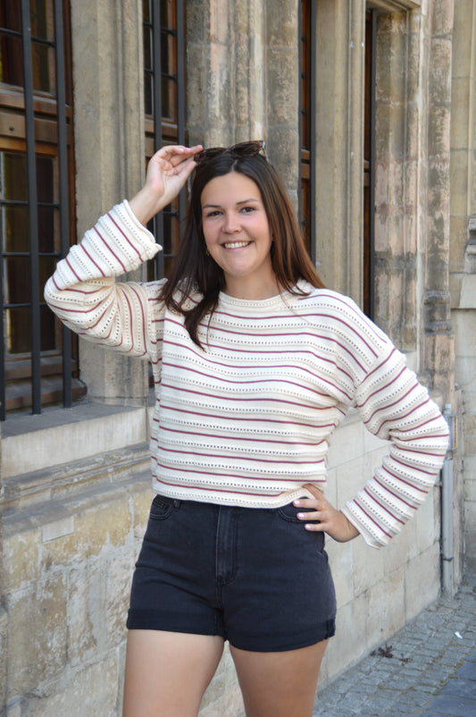 Gestreept truitje oudroze