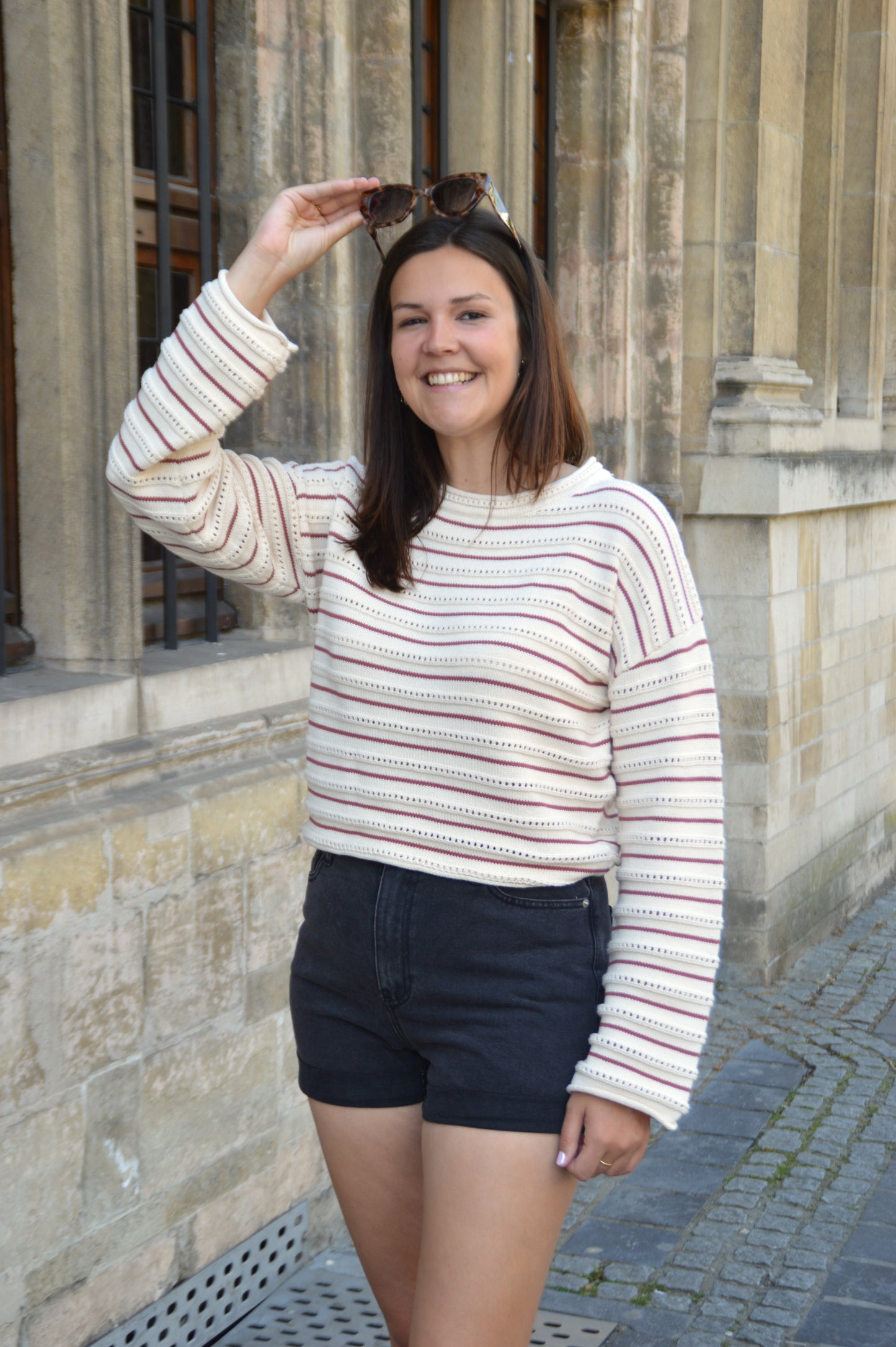 Gestreept truitje oudroze