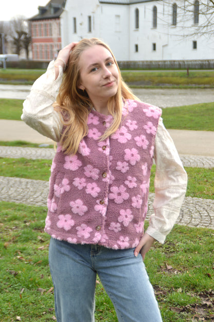 Teddy vestje bloemen