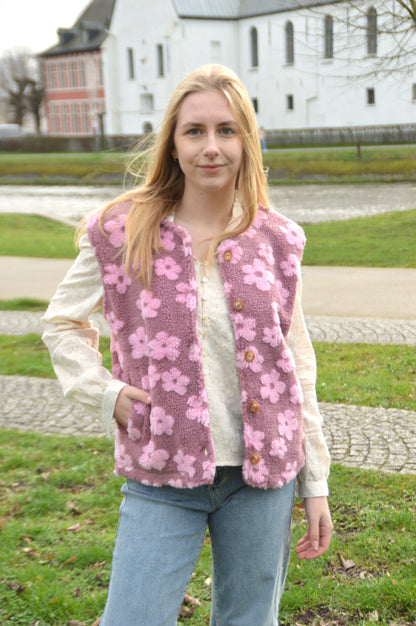 Teddy vestje bloemen