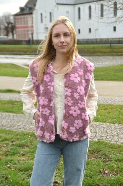 Teddy vestje bloemen