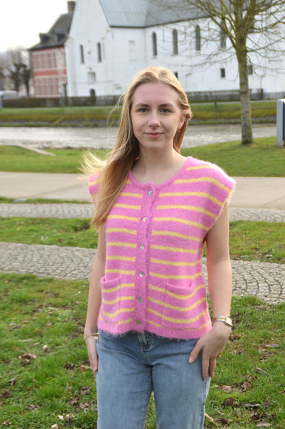 Debardeur streepjes roze