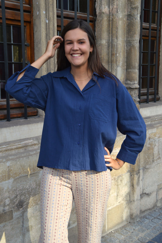 Blauwe blouse