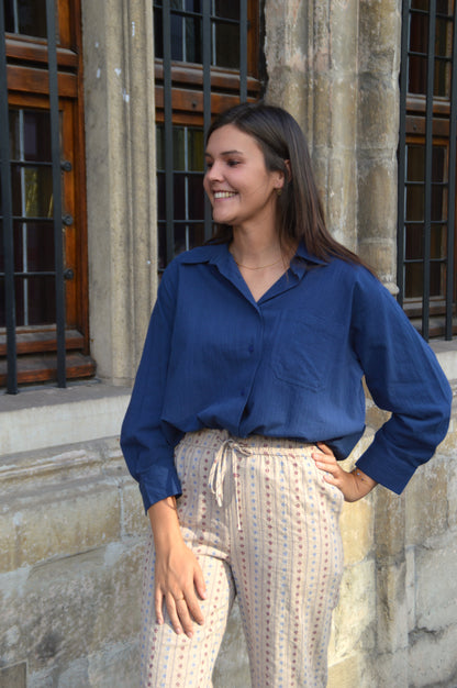 Blauwe blouse