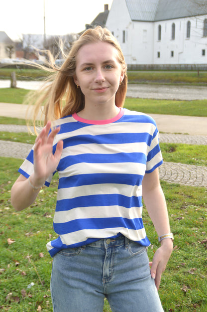 T-shirt streepjes wit-blauw